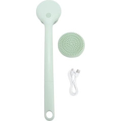 Elektrischer Körperbürsten-Rückenschrubber für die Dusche, Wasserdichter Power-Körperschrubber mit Langem Griff und 2 Köpfen, Wiederaufladbare Badebürste Zum Reinigen, Peelen und