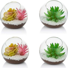 Glass Air Plant Terrarium, 10 cm Mini Terrarium, Pack of 4 Table Glass Terrarium Containers, Table Top Display Vase Pot Interior Decoration for Succulents, Cactus, Candle
