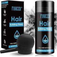 Fibre Hair Powder, Instant Concealing of Hair Deficiency, Hair Fibres for Hair Thickening, Natural Invisible Roots Powder, Scattered Hair Thickening for Women and Men, Black