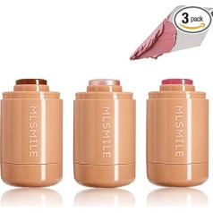 Gireatcik 3 x contour stick make-up collection, includes highlighter stick, blush stick and bronzer contour stick for shaping the cheeks, non-stick face lightening and shading pen
