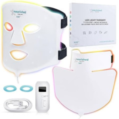 7 Colours LED Face and Neck Mask with Near Infrared - Blue Red Light Therapy Device for Face - 228 LEDs - Skin Care Tool Against Ageing