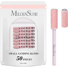 MelodySusie Pack of 50 Nail Drill Bits Small Sanding Bands with 3.1 mm Mandrel Bit, 180 Fine Grit Nail File for Acrylic Nails Gel Manicure and Pedicure Pink