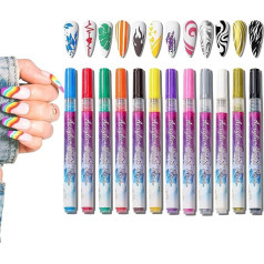 Nail Pens for Nail Art - Nail Art Pens Set | Ultra Thin Nail Polish Pens Nail Point Graffiti Dotting Drawing Painting Liner Brush for DIY Nail Art Beauty Adorn Manicure Tools