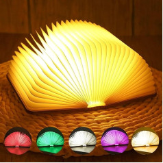 LED Book Light Foldable Book Lamp LED Decorative 5 Colour Modes Mood Lighting USB Rechargeable in Book Shape Night Light Bedside Lamp for Children Girlfriend Gift Parents Home Decor, Small