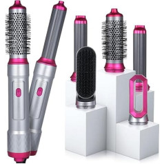 Airstyler 5-in-1 Hot Air Brush Set, Multi-Hair Styler, Styling Brushes with Hair Dryer, Warm Air Brush, Round Brush, Hair Dryer Brush, Automatic Curler, for Drying, Volumising, Straightening