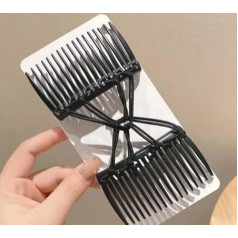 Black Adjustable Elastic Hair Comb, Stretchy Double Hair Clip, No Wrinkle Hairpins and Slides, Women Hair Styling Accessories
