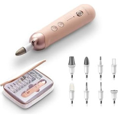 Queen Professional Nail Cutter, Electric Manicure and Pedicure Set, 5 Modes, Fast USB Charging, 9 High-Quality Attachments, Adjustable Speed, Portable and Durable (Pink)