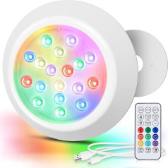 LyLmLe Magnetic LED Pool Light for Above Ground Pools, 15 cm RGBW Underwater LED Pool Lighting with Remote Control, Rechargeable USB-C Powered, IP68 Waterproof for Steel Wall Pools