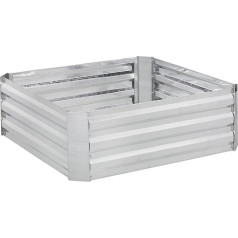 Relaxdays Raised Bed, Galvanised Metal, for Flowers, Plants and Vegetables, H x W x D: 30 x 90 x 90 cm, Square Plant Bed, Silver