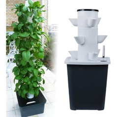 Hydroponic Tower, Garden Hydroponics Propagation System Aeroponics Growing Set for Herbs, Fruits and Vegetables with Hydration Pump, Adapter, Mesh Pots, Timer for Fruit, Vegetables and Herbs 30 Holes