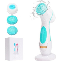 Facial Cleansing Brush, Electric Facial Scrubber with 3 Brush Heads for Cleansing and Exfoliating 3 in 1 Waterproof Rechargeable Facial Cleansing Brush for Dry, Oily and