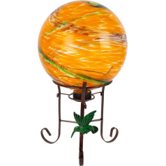 10 Inch Glass Ball with 9.4 Inch Tall Metal Stand Glass Ball Display Holder Set for Outdoor Garden Lawn Yard Decoration Sunset Sky