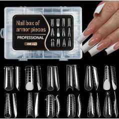 12 Type Dual Nail Forms, Dual Nail Shapes, Nail Extension Nail Mould, Acrylic Nail Dual Forms, 288 Pieces Dual Shapes Tips, Nail Art Manicure Tools for Nail Art Design, 01