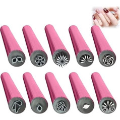Nail Art Stamp Pen Set, Nail Graffiti Nail Art Dotting Tools with Simple Design, Stamp Nail Art Tools, Suitable for Nail Salon, Travel and Home (Pink2)