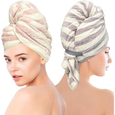 Chloven Large Microfiber Towel for Women - 2 Pack Anti Frizz Hair Turban for Wet Hair, Super Absorbent and Lightweight Hair Wrap Towels, Hair Dryer Towel for Curly Long Hair with