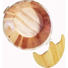 Foot Soaks Foot Bath Bucket Natural Wood Pedicure Basin Pedicure Barrels Foot Bath Dual Purpose Barrels Bath Chinese Medicine Health Fumigation Bucket Wooden Foot Basin Medium Al