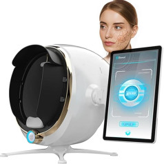 AI Skin Analyser, Face Skin Analysis, 3D Skin Problem Recognition Device with 8 Spectra, 5 Dimensions and 14 Indicators Data Analysis for Comprehensive Detection of Skin Problems, White