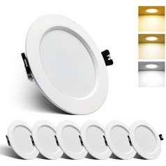 Großcat LED Recessed Spotlights, 230 V, 10 W, Ultra Flat LED Spots, Warm White 3000 K, Neutral White, 4000 K, Cool White, Recessed Lights, Diameter 90-100 mm Hole Diameter, LED Ceiling Spotlights for
