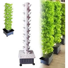 Generisch Hydroponic System 45 Holes, 15 Tier Hydroponic Grow Kit, Earthless Growing System, Aeroponics Tower with Hydration Pump, Timer, Adapter, Seed Bed and Net Pots