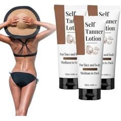 Self Tanner Lotion Moisturising Tanning Milk Lotion with Aloe Vera & Coconut for Face and Body, Medium to Dark, 24 Hours (3 Pieces)