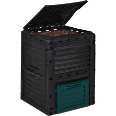 Relaxdays Composter, 230 L, Plastic, Quick Composter for Kitchen Waste & Garden Waste, 80 x 60 x 57 cm, Black
