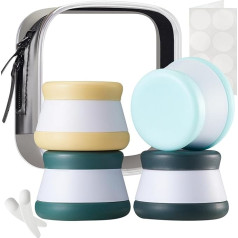 INSFIT Travel Containers for Toiletries, TSA Approved Silicone Cream Jars, Travel Size Containers with Lids, Pack of 4, BPA Free, Leak Proof, Travel Accessories for Liquid Lotion with Labels, gray