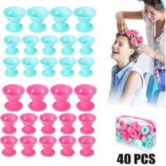 Hair Rollers Overnight, Pack of 40 Silicone Hair Curlers, Curlers without Heat, Silicone Magic DIY Rollers Hair Styling