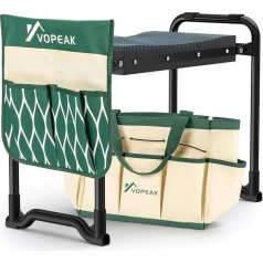 Garden Kneeler and Seat, Heavy Duty, VOPEAK Foldable Garden Stool with Improved Widened Thick Knee Pad, Sturdy Garden Kneeler with 2 Large Tool Pockets, Garden Gifts for