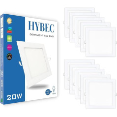 CLAR - LED recessed spotlight, flat, recessed LED spotlight, LED recessed spotlight, 230 V, LED spotlights 230 V, spotlights, LED recessed lights, downlight, LED downlight, square 20 W (pack of 10)