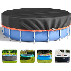 Round Pool Cover, 315 cm, Storage Tank Pool Cover with Drawstring, Design Whirlpool Cover, Ideal for Waterproof and Dustproof, Stability and Easy Installation (Black)