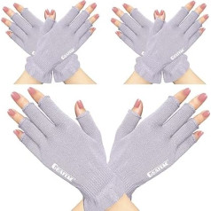 Gsafeme Gel Manicure Gloves, Anti-UV Fingerless Skin Protection, Blocking LED Nail Lamp or Sunlight for Women, Home, Outdoor, Grey, Purple, 3 Pieces