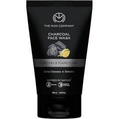 The Man Company Activated Carbon Face Wash for Men | Ylang Ylang & Argan Essential Oils | Oil Control | Clear Clogged Pores | Deep Cleansing | Blackhead Removal | All Skin Types - 100ml