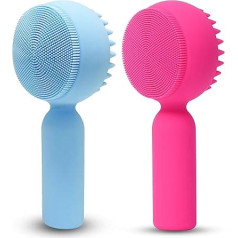 2 x Silikon-Gesichtsreinigungsbürste, 2-in-1-Gesichtsschrubber, manuelles Peeling, Gesichtsreiniger, Gesichtspeeling, ultrafeine Borsten für empfindliche Haut, leicht zu reinigen, gut aufschäumend