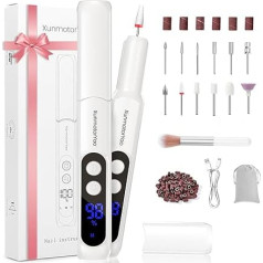 Electric Nail Drill, Professional Electric Nail File Set, 11-in-1 Rechargeable Manicure Pedicure Tools, Cordless Nail Drill with 3 Speed Modes and LED Lighting for