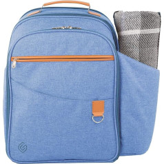 Greenfield Collection Insulated Backpack for 2 Person Picnic Bag with Cutlery/Picnic Set and Picnic Blanket, Perfect Cooler Bag for Camping/BBQ/Hiking (Blue)