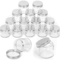 Swpeet 15 Packs 60ml Clear Glass Jar with Silver Lid Assortment Kit Round Containers Cosmetic Jars with Lids Travel Jars Cosmetic Containers for Cream Lotion
