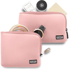 KUSSHI Neopren-Taschen für Geldbörse und Reisen, Blush Pink, On-the-Go Pouches 2 Pack, Waschbare Make-up-Tasche
