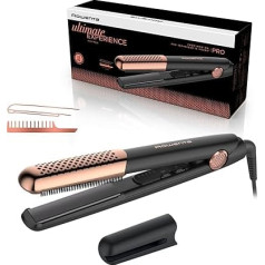 Rowenta Professional Hair Straightener, Ceramic Coating, Smooth and Curly, Exceptional Glide, Heat Insulating Tip, Automatic Shut-Off, Ultimate Experience, Black/Copper SF8230F0