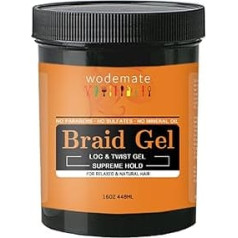 Strong Braid Gel for Braids, Curls, Braids, Shiny Gel for Professional Conditioning and Edge Control, Long Lasting for Relaxed, Dry, Dull and Brittle Hair, 16 oz