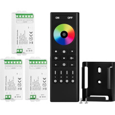 BTF-LIGHTING 5050SMD FCOB COB RGBW RF Remote Control RC03RFB & 3PCS C04RF Tuya LED Controller Kit 4 Zones RF 2.4GHz Wireless Group Control PWM RGBW (+ R G B W) 5-Pin LED Strip DC5V DC12V DC24V