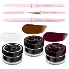 Yoshi Nail Art Set - White Cherry & Chocolate Colour Gel Nail Art Kit + Gel Nail Brush - Perfect for Nail Art