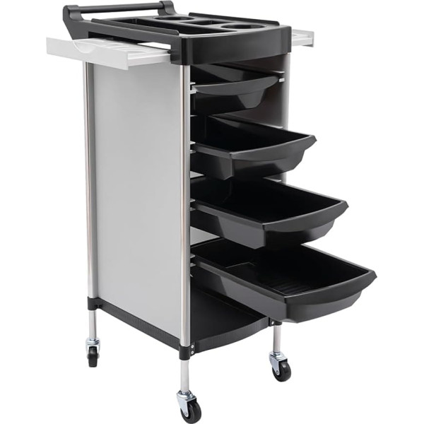 Drawers Multifunctional Salon Trolley Modern Hairdressing Rack Hairdressing Stand Cosmetic Trolley Wheels Hairdressing Trolley Tattoo Work Trolley Cosmetic Shelves Hairdressing Salons 6 Levels White