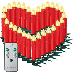 30 Red Christmas Candles Christmas Lighting Christmas Candles with Remote Control Wireless Christmas Tree Candles 10/20/30/40 [Energy Class A+++]
