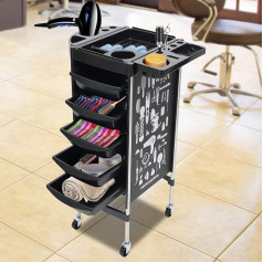 Hairdressing Trolley, Hairdressing Trolley, Salon Trolley, Professional Beauty Salon, Service Trolley, Salon Aid, Hairdresser Work Trolley, Black, 36 x 52 x 90 cm (Black)