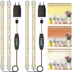 2 Pack 2 Sticks Plant Light Strips, Plant Lights for Indoor Plants, Full Spectrum Sunlight Grow Lamp with Auto On/Off 3/9/12H Timer, 10 Adjustable Levels for Succulents