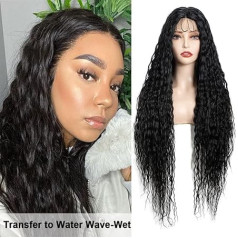 FASHION IDOL Synthetic Long Curly Wig Lace Front Wigs with Baby Hair 36 Inches 150% Density Middle Part Hair Replacement Wigs