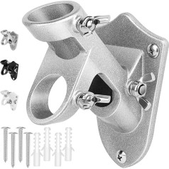 Flagpole Bracket, Outdoor Flag Pole Bracket, Heavy Duty Metal Flag Bracket Aluminum Alloy Outdoor Flag Bracket Strong Rust Free 1 Inch Silver