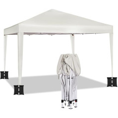WOLTU Gazebo with 4 Sand Bags, Folding Gazebo 3 x 3 m, Garden Gazebo Waterproof Stable UV Protection, Pop Up Party Tent Outdoor, Height Adjustable, with Carry Bag, Beige
