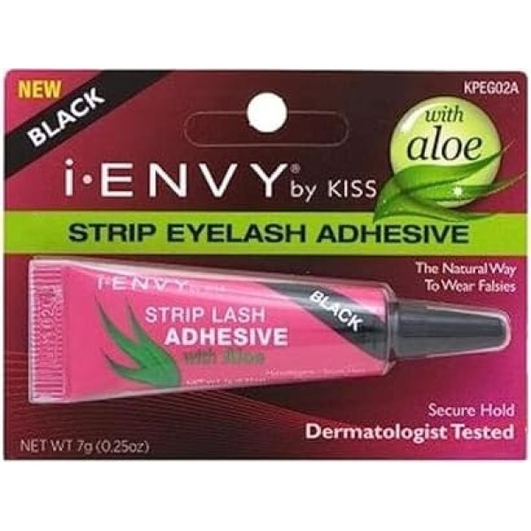 Kiss I Envy Strip Eyelash With Aloe Adhesive Black 0.25oz (2 Pack)