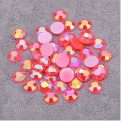 500pcs 6 7 8 mm Blue AB Nail Art Jelly Rhinestone Stickers Flat Back Acrylic Stone Glue on Crystal Rhinestones for Decoration Red AB 6 mm